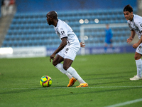 Edward Chilufya of FC Midtjylland is in action during the Second phase of UEFA Champions League Qualification 2024-2025 match between UD San...