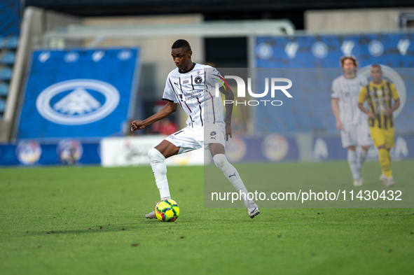 Denil Castillo of FC Midtjylland is in action during the Second phase of UEFA Champions League Qualification 2024 - 2025 match between UD Sa...