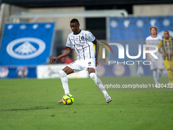 Denil Castillo of FC Midtjylland is in action during the Second phase of UEFA Champions League Qualification 2024 - 2025 match between UD Sa...