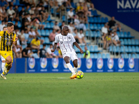 Edward Chilufya of FC Midtjylland is in action during the Second phase of UEFA Champions League Qualification 2024-2025 match between UD San...