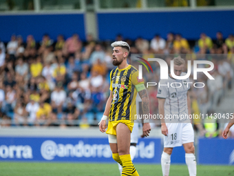 Christian Garcia of UE Santa Coloma is in action during the second phase of the UEFA Champions League Qualification 2024-2025 match between...