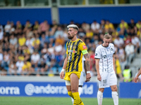 Christian Garcia of UE Santa Coloma is in action during the second phase of the UEFA Champions League Qualification 2024-2025 match between...