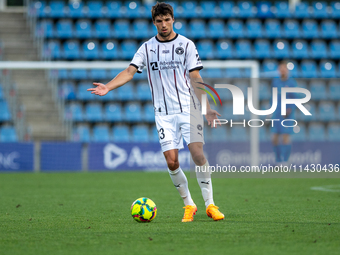 Adam Gabriel of FC Midtjylland is in action during the second phase of the UEFA Champions League Qualification 2024-2025 match between UD Sa...