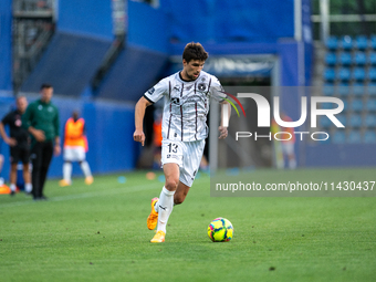 Adam Gabriel of FC Midtjylland is in action during the second phase of the UEFA Champions League Qualification 2024-2025 match between UD Sa...