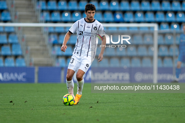 Adam Gabriel of FC Midtjylland is in action during the second phase of the UEFA Champions League Qualification 2024-2025 match between UD Sa...