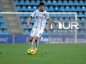 Adam Gabriel of FC Midtjylland is in action during the second phase of the UEFA Champions League Qualification 2024-2025 match between UD Sa...