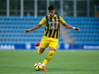 Youssef El Ghzaoui Darir of UE Santa Coloma AND is in action during the Second phase of UEFA Champions League Qualification 2024 - 2025 matc...