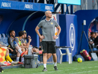 Boris Anton Codina, coach of UD Santa Coloma, is looking on during the second phase of the UEFA Champions League Qualification 2024-2025 mat...