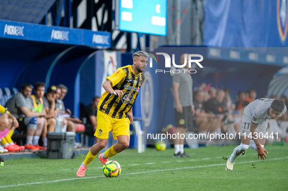 Jorge Bolivar of UE Santa Coloma AND is in action during the second phase of the UEFA Champions League Qualification 2024-2025 match between...