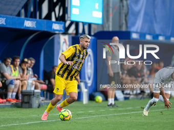 Jorge Bolivar of UE Santa Coloma AND is in action during the second phase of the UEFA Champions League Qualification 2024-2025 match between...