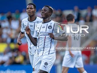 FC Midjylland DEN is celebrating after the first phase of the UEFA Champions League Qualification 2024-2025 match between UD Santa Coloma AN...