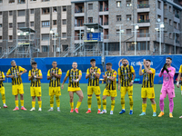 UD Santa Coloma AND players are forming during the second phase of the UEFA Champions League Qualification 2024-2025 match between UD Santa...