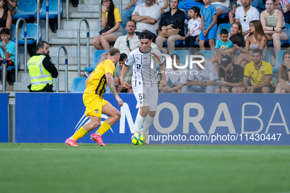 Aral Simsir of FC Midtjylland is in action during the second phase of the UEFA Champions League Qualification 2024-2025 match between UD San...