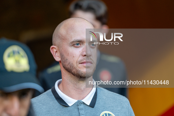 Boris Anton Codina, coach of UD Santa Coloma, is looking on during the second phase of the UEFA Champions League Qualification 2024-2025 mat...