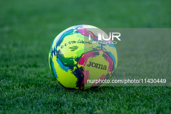 The Joma Official Ball is being used during the second phase of the UEFA Champions League Qualification 2024-2025 match between UD Santa Col...