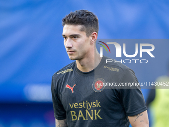 Emiliano Martinez of FC Midtjylland is playing before the second phase of the UEFA Champions League Qualification 2024-2025 match between UD...