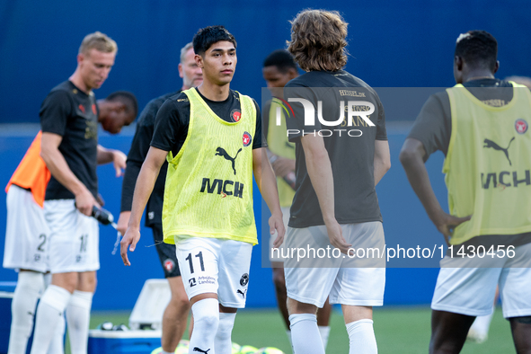 FC Midjylland DEN players are celebrating after the second phase of the UEFA Champions League Qualification 2024-2025 match between UD Santa...