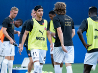 FC Midjylland DEN players are celebrating after the second phase of the UEFA Champions League Qualification 2024-2025 match between UD Santa...