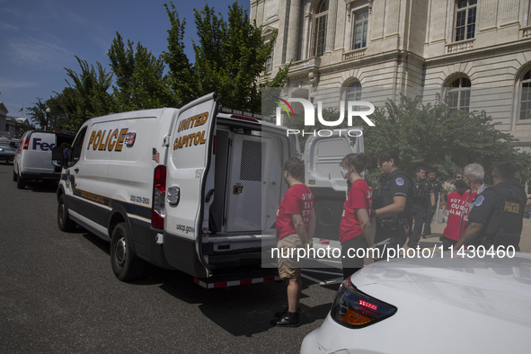 U.S. Capitol Police are arresting Jewish activists protesting against U.S. military support for Israel inside a congressional building in Wa...