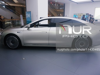 The Stelato 9, a smart luxury electric car, is being pictured at a Huawei store in Hangzhou, China, on July 24, 2024. (