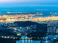 The West Coast New Area, a state-level new area, is shining brightly in Qingdao, China, on July 23, 2024. With the 34th Qingdao Internationa...