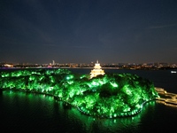 A photo is showing the night view of Moonlight Pier, a business district in Suzhou, Jiangsu province, China, on May 29, 2024. (