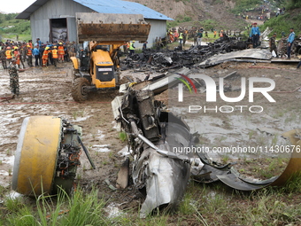 A Saurya Airlines aircraft is crashing at Tribhuvan International Airport in Kathmandu, Nepal, on July 24, 2024. (