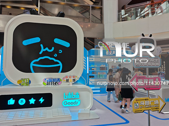 A CubeFace headphone promotion event is being held by BilibiliGoods in Shanghai, China, on July 24, 2024. (