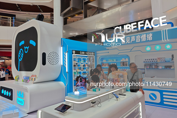 A CubeFace headphone promotion event is being held by BilibiliGoods in Shanghai, China, on July 24, 2024. 