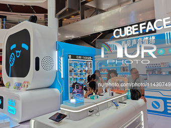 A CubeFace headphone promotion event is being held by BilibiliGoods in Shanghai, China, on July 24, 2024. (