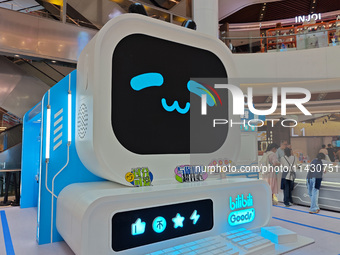 A CubeFace headphone promotion event is being held by BilibiliGoods in Shanghai, China, on July 24, 2024. (