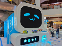 A CubeFace headphone promotion event is being held by BilibiliGoods in Shanghai, China, on July 24, 2024. (