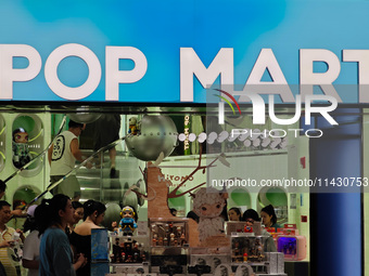 Customers are being seen at the POPMART flagship store in Shanghai, China, on July 24, 2024. (