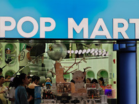 Customers are being seen at the POPMART flagship store in Shanghai, China, on July 24, 2024. (