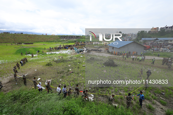 The Nepal Army is cordoning off the crash site of Saurya Airlines, a domestic flight carrier that crashed in Tribhuvan International Airport...