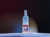 A vial of 'OPV' is being pictured at an immunization camp as the Government of Nepal is launching a door-to-door immunization campaign in La...