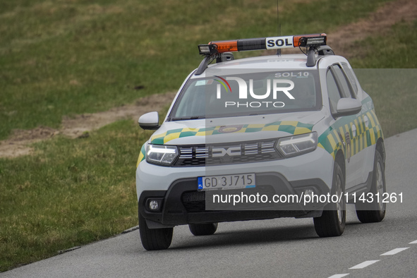 An airport security service (SOL) Dacia Duster car is being seen at Lech Walesa Airport (EPGD) in Gdansk, Poland, on April 1, 2024. 