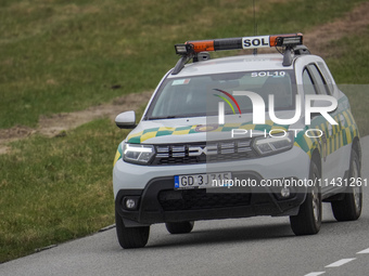 An airport security service (SOL) Dacia Duster car is being seen at Lech Walesa Airport (EPGD) in Gdansk, Poland, on April 1, 2024. (