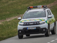 An airport security service (SOL) Dacia Duster car is being seen at Lech Walesa Airport (EPGD) in Gdansk, Poland, on April 1, 2024. (