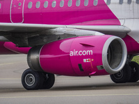 A Wizz Air plane is taxiing on the airport tarmac at Lech Walesa Airport (EPGD) in Gdansk, Poland, on April 1, 2024. (