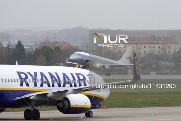 A PLL LOT (SP-LIM) plane is taking off from the airport tarmac at Lech Walesa Airport (EPGD) in Gdansk, Poland, on April 1, 2024. 