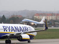 A PLL LOT (SP-LIM) plane is taking off from the airport tarmac at Lech Walesa Airport (EPGD) in Gdansk, Poland, on April 1, 2024. (