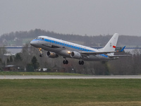 A PLL LOT (SP-LIM) plane is taking off from the airport tarmac at Lech Walesa Airport (EPGD) in Gdansk, Poland, on April 1, 2024. (