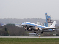 A PLL LOT (SP-LIM) plane is taking off from the airport tarmac at Lech Walesa Airport (EPGD) in Gdansk, Poland, on April 1, 2024. (