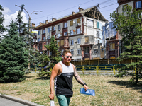 One of the sections of the five-storey apartment building at 44 Sobornyi Avenue that was destroyed by the Russian missile attack on October...