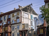 One of the sections of the five-storey apartment building at 44 Sobornyi Avenue that was destroyed by the Russian missile attack on October...