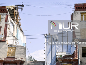 One of the sections of the five-storey apartment building at 44 Sobornyi Avenue that was destroyed by the Russian missile attack on October...