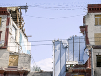 One of the sections of the five-storey apartment building at 44 Sobornyi Avenue that was destroyed by the Russian missile attack on October...