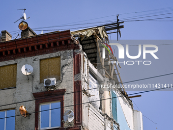 One of the sections of the five-storey apartment building at 44 Sobornyi Avenue that was destroyed by the Russian missile attack on October...