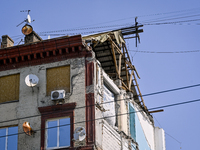 One of the sections of the five-storey apartment building at 44 Sobornyi Avenue that was destroyed by the Russian missile attack on October...